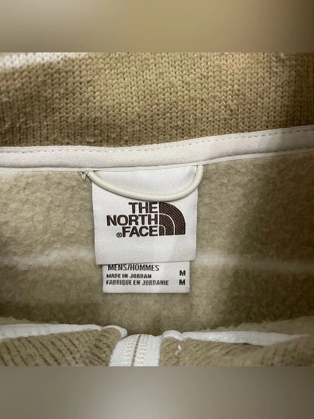 The North Face Men's Gordon Lyons  Quarter Zip Fleece Pullover Tan Cream Sz M